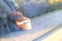 M25 closes due to van fire