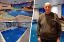Steve Crum with his pool that he has been renting out. Picture: SWNS