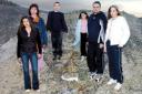 NEVER FORGET: Danny's friends and family including mum Lisa, (second from left) at the place he died	JW0230/3