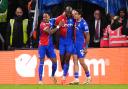 Crystal Palace's Jean-Philippe Mateta (centre) celebrates scoring their side's first goal of the game with team-mates Nathanial Clyne (left) and Daniel Munoz during the Premier League match at Selhurst Park