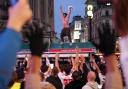 PA London - England fans celebrate beating Germany at Wembley