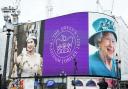 Images of Queen Elizabeth II were displayed on the lights in London's Piccadilly Circus to mark her Platinum Jubilee (PA)