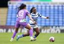 Reading's Deanne Rose (right) and Tottenham Hotspur's Asmita Ale battle for the ball during the Barclays FA Women's Super League match at the Select Car Leasing Stadium, Reading. Photo via PA WIRE/Bradley Collyer.