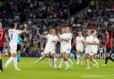 England’s Alessia Russo celebrates scoring her sides seventh goal against Norway (PA)