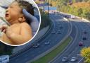 The baby girl was born on the M25 motorway near Dartford