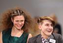 A stunned David Short, 17, took to the catwalk on with his model to celebrate winning the FAD Junior Award