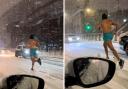 Yusef Bouattoura, or Pro.PT, running through the streets of London in the snow