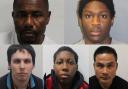 The faces of five criminals who have been jailed this month