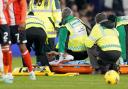 Cheick Doucoure after picking up an injury against Luton. Crystal Palace boss Roy Hodgson said Cheick Doucoure's long-term Achilles injury is 
