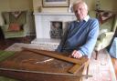 Alan Francis with the drawing board he planned the Queen's coronation on