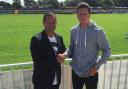 Bromley boss Neil Smith with new signing Joe Howe.