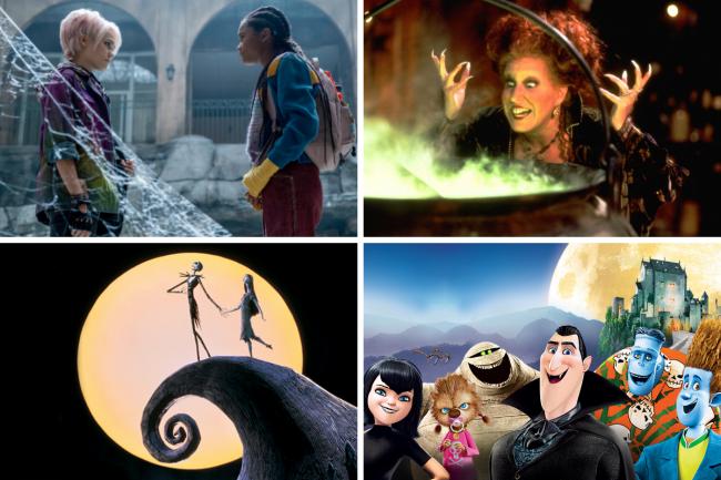 Family friendly Halloween films you can watch on Disney Plus, Amazon Prime and Netflix (Credit: L-R Top - Justina Mintz/NETFLIX and The Walt Disney Company, L-R Bottom - Disney and 2012 Sony Pictures Animation Inc. and Canva)