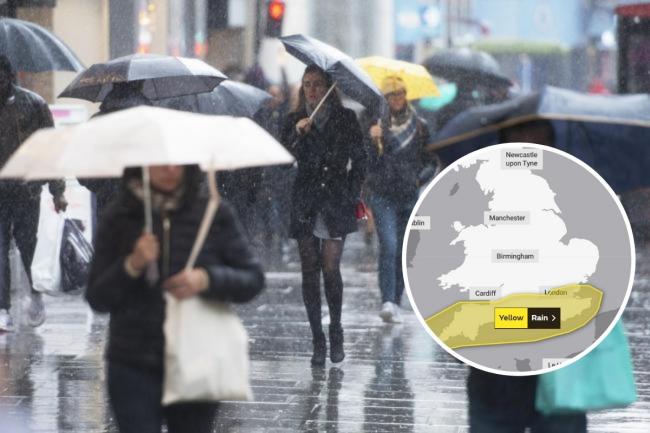 The Met Office has issued an 11-hour yellow weather warning for heavy rain in London