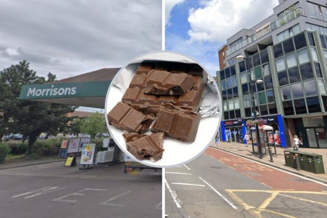 The chocolate was stolen from Morrisons in Erith and WH Smith in Bromley High Street