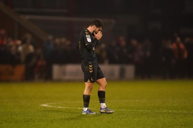 News Shopper: Charlton Athletic's Elliot Lee appears dejected after having his goal ruled out during the Sky Bet League One match at the Mornflake Stadium, Crewe
