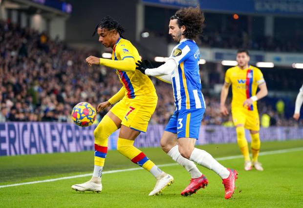 News Shopper: Crystal Palace's Michael Olise (left) and Brighton and Hove Albion's Marc Cucurella battle for the ball during the Premier League match at the AMEX Stadium, Brighton.