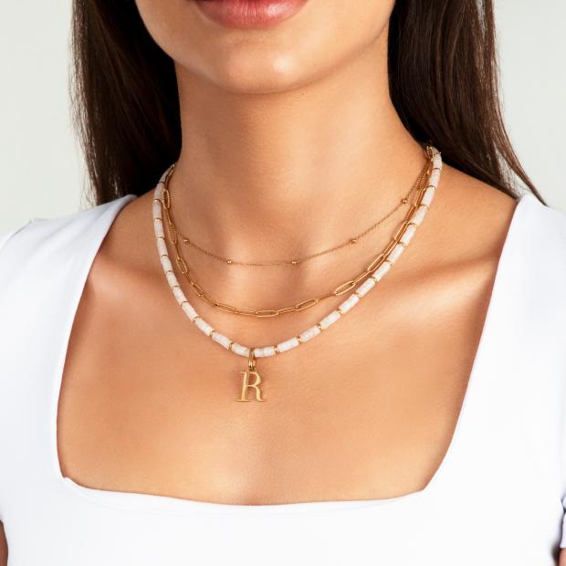News Shopper: Initial White Quartz Beaded Necklace. (Abbot Lyon)