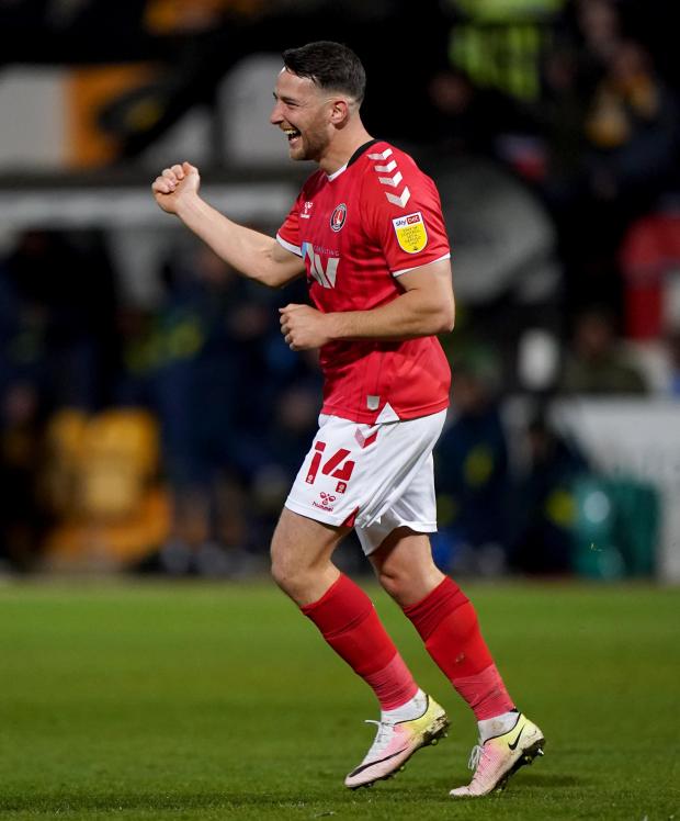 News Shopper: Charlton Athletic's Conor Washington celebrates scoring his sides second goal during the Sky Bet League One match at the Abbey Stadium, Cambridge