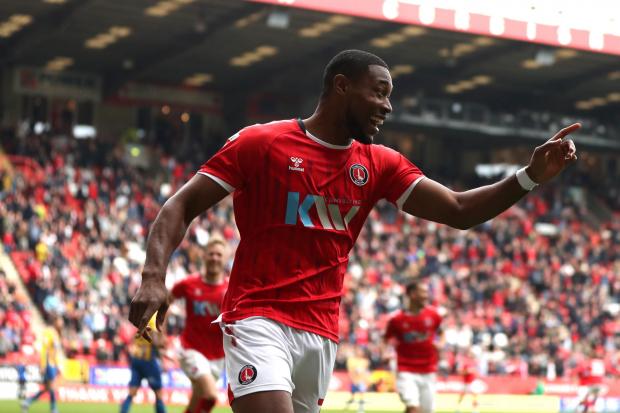 News Shopper: Charlton Athletic's Chuks Aneke celebrates scoring their side's second goal of the game during the Sky Bet League One match at The Valley, London