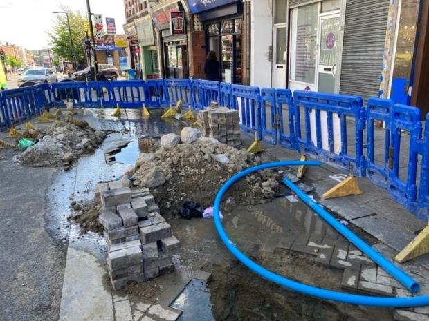 News Shopper: The water leak on Sydenham Road in Sydenham (photo: Robert Firth)