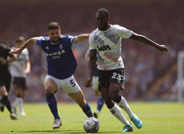 News Shopper: Ipswich Town's Samy Morsy (left) and Charlton Athletic's Corey Blackett-Taylor battle for the ball during the Sky Bet League One match at Portman Road, Ipswich
