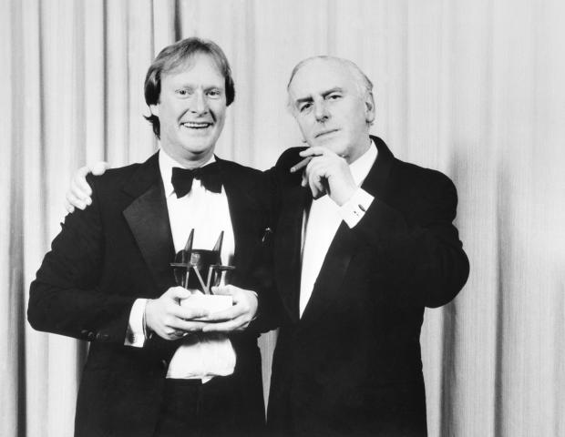 News Shopper: Minder stars, Dennis Waterman (left) and George Cole with the Editor's Special Award for the programme at the TV Times magazine's awards ceremony. Picture: PA