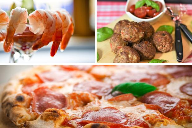 News Shopper: (Top left clockwise) Prawn cocktail, Meatballs, Pizza. Credit: PA/Canva