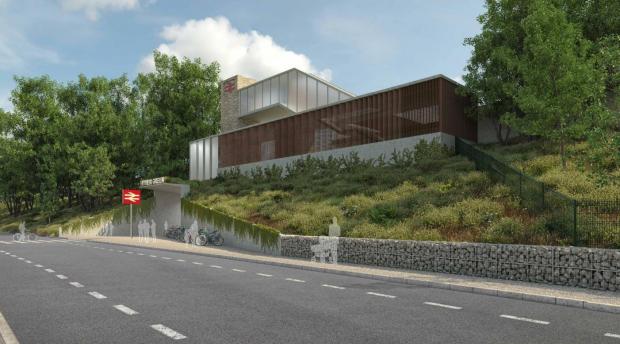 News Shopper: CGI of planned lift shaft, bridge and platform at Hither Green Station on Fernbrook Road (photo: Lewisham Council planning documents)