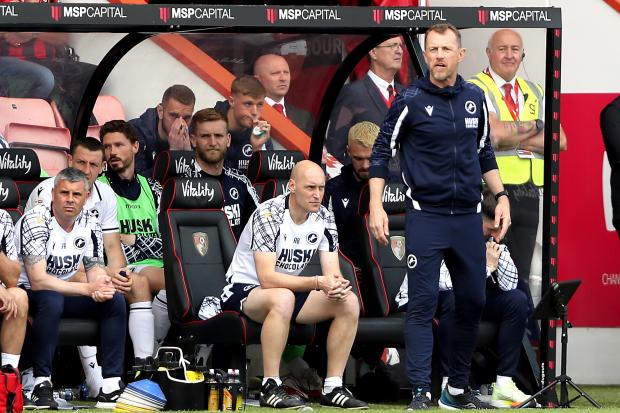 Millwall manager Gary Rowett (right) in the dugout during the Sky Bet Championship match at the Vitality Stadium, Bournemouth