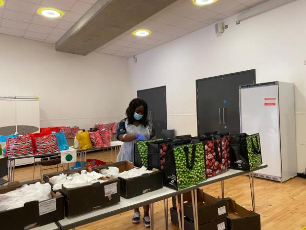 News Shopper: Abena at a pop-up foodbank organised by Peadbody in Thamesmead during the pandemic