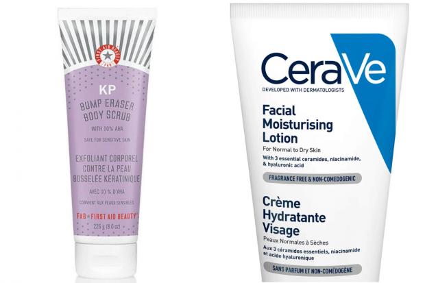 News Shopper: First Aid Beauty KP Bump Eraser Body Scrub and CeraVe Facial Moisturising Lotion. Credit: CeraVe