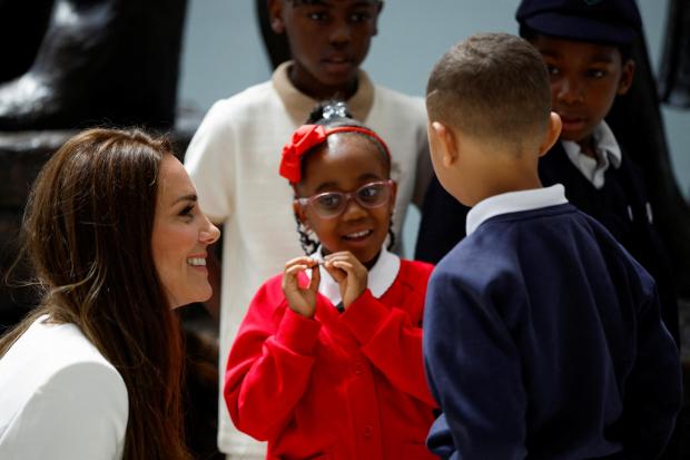 News Shopper: The Duchess of Cambridge speaks with children at the unveiling of the National Windrush Monument the unveiling of the National Windrush Monument at Waterloo Station, to mark Windrush Day