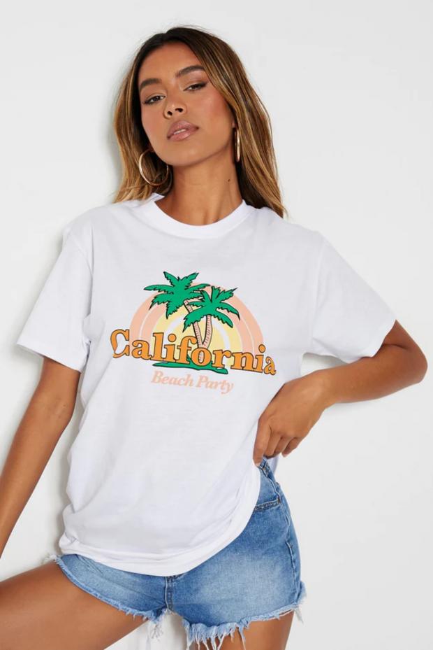 News Shopper: White California Beach Party Graphic Oversized T-Shirt (I Saw It First)