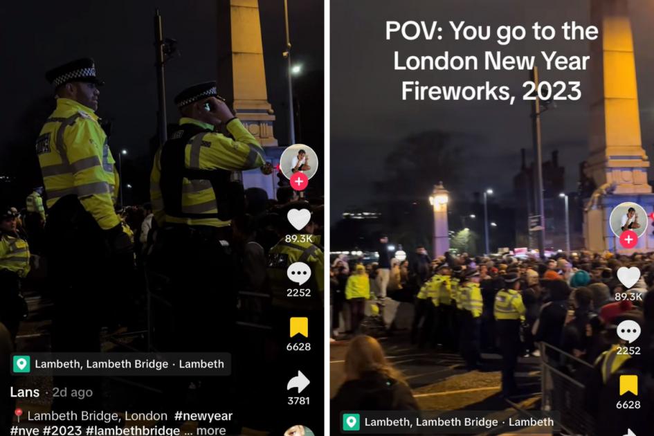 TikTok shows chaos at Lambeth Bridge during New Year’s Eve fireworks
