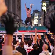 PA London - England fans celebrate beating Germany at Wembley