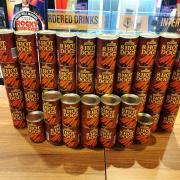Dartford's Orchard Theatre's newly acquired collection of 52 cans of frankfurters. @Orchardtheatre