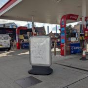 'No fuel' sign seen at petrol station in Croydon, south London. Image: