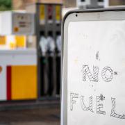A 'no fuel' sign on the forecourt of a petrol station in London on Monday, October 4 (photo: PA)