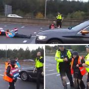Insulate Britain protesters have caused major disruption on the M25 this morning as they stormed towards oncoming traffic (photos/ video: LBC)