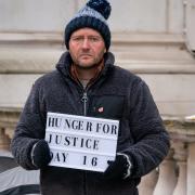 Richard Ratcliffe, the husband of Iranian detainee Nazanin Zaghari-Ratcliffe, outside the Foreign Office in London, on day 16 of his continued hunger strike following his wife losing her latest appeal in Iran on Monday November 8, 2021. Credit:PA