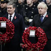 Labour leader Keir Starmer and Prime Minister Boris Johnson lay wreaths at the Remembrance Sunday service at the Cenotaph (PA)