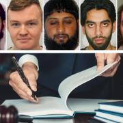 File photos from left, Nazam Hussain, Jack Coulson, Rangzieb Ahmed, Jawad Akbar and Abdalraouf Abdallah. Credit: West Midlands Police, Counter Terrorism Policing North East, Greater Manchester Police, Metropolitan Police, Greater Manchester Police/Canva.