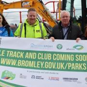Partners for the project, including ward councillor Colin Hitchins (centre-right), are excited as construction gets underway (Bromley Council)