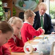 Prime Minister Boris Johnson during a visit to St Mary Cray Primary Academy, in Orpington.