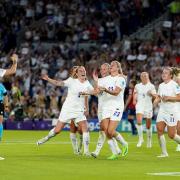 England’s Alessia Russo celebrates scoring her sides seventh goal against Norway (PA)