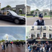 Buckingham Palace on the day of The Queen's death, and the funeral in central London