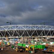 Building work is in full swing at the Olympic Park in Stratford, east London