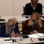 Councillor June Slaughter speaking about the problems in Sidcup regarding Thames Water at the Bexley Council Places Overview and Scrutiny Committee meeting from October 18 (photo: Bexley Council)