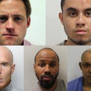 The faces of five criminals who have been jailed this month