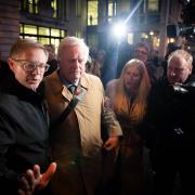 Conservative MP Bob Stewart leaves Westminster Magistrates' Court in central London, he has been found guilty of racially abusing an activist